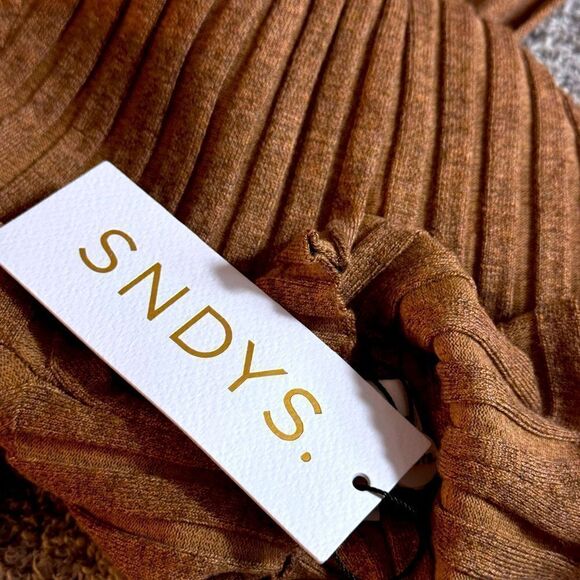 SNDYS Dress Womens Size Small Coffee Ribbed Sweater Bodycon Mini Mock Neck‎ New - Picture 14 of 15
